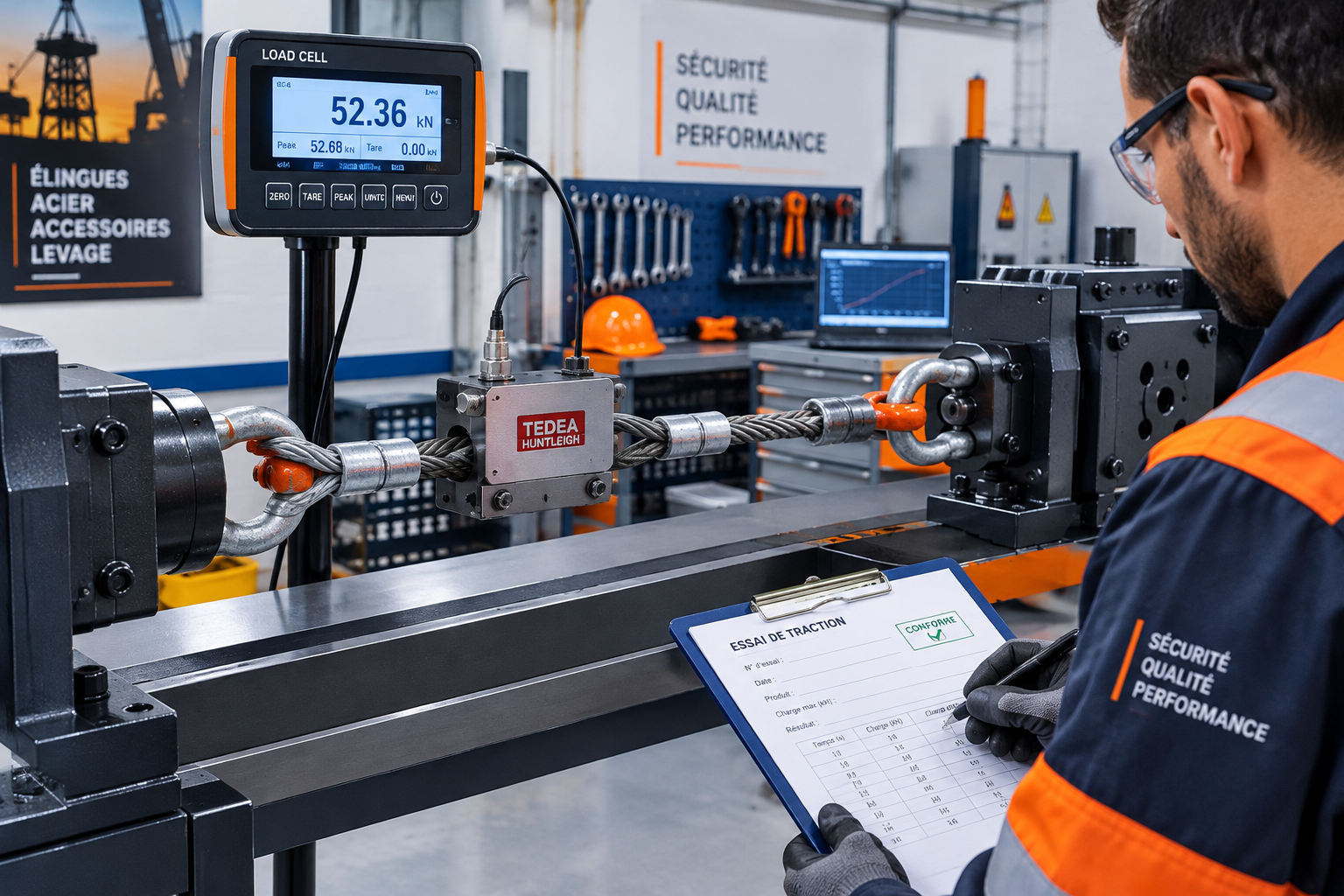 Banc d'essai de traction pour équipements de levage